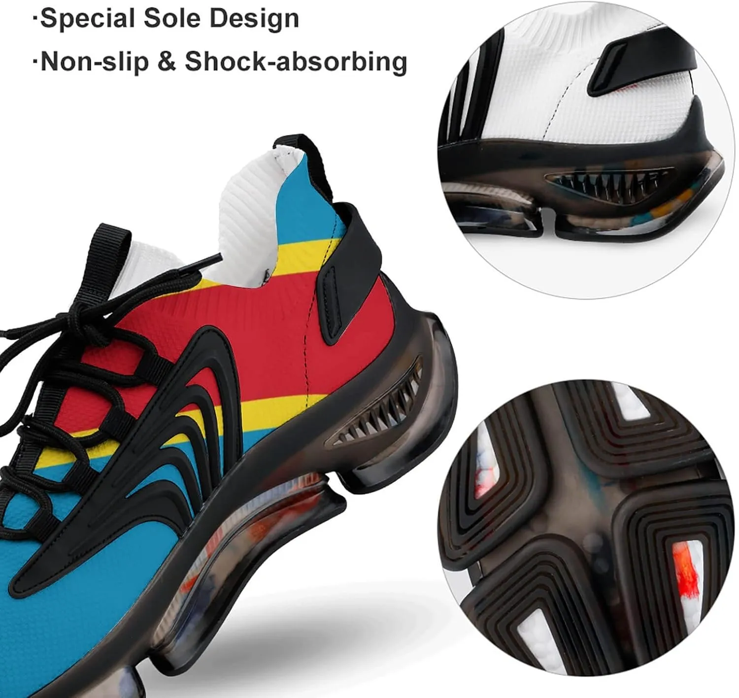 Democratic Republic of Congo Mens Running Shoes Lightweight Walking Tennis Shoes Soft Soled Elastic Cushion Basketball Shoes