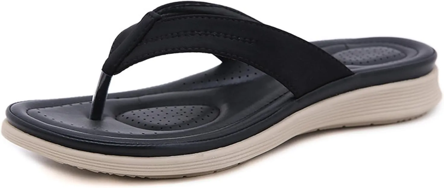 Ladies Summer Casual Solid Colour Thick Bottom Beach Large Size Slope Heel Sandal Womens Bling Flip Flops Size 9