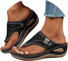Ladmiple Womens Sandals Comfortable Dressy Arch Support Orthopedic Slippers Summer Vintage Slip On Orthotic Thong Flip Flops