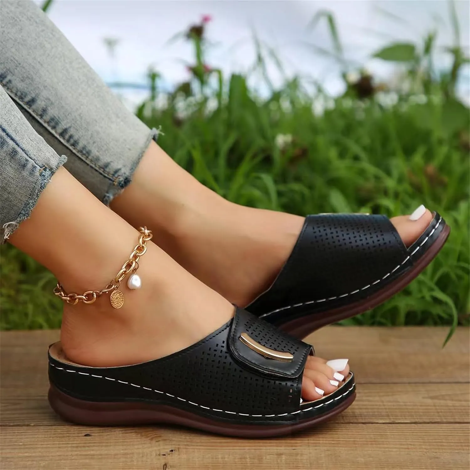 Lausiuoe Orthopedic Sandals For Women Arch Support Walking Sandals Orthotic Slippers Comfort Flip Flops Dressy Summer Slides