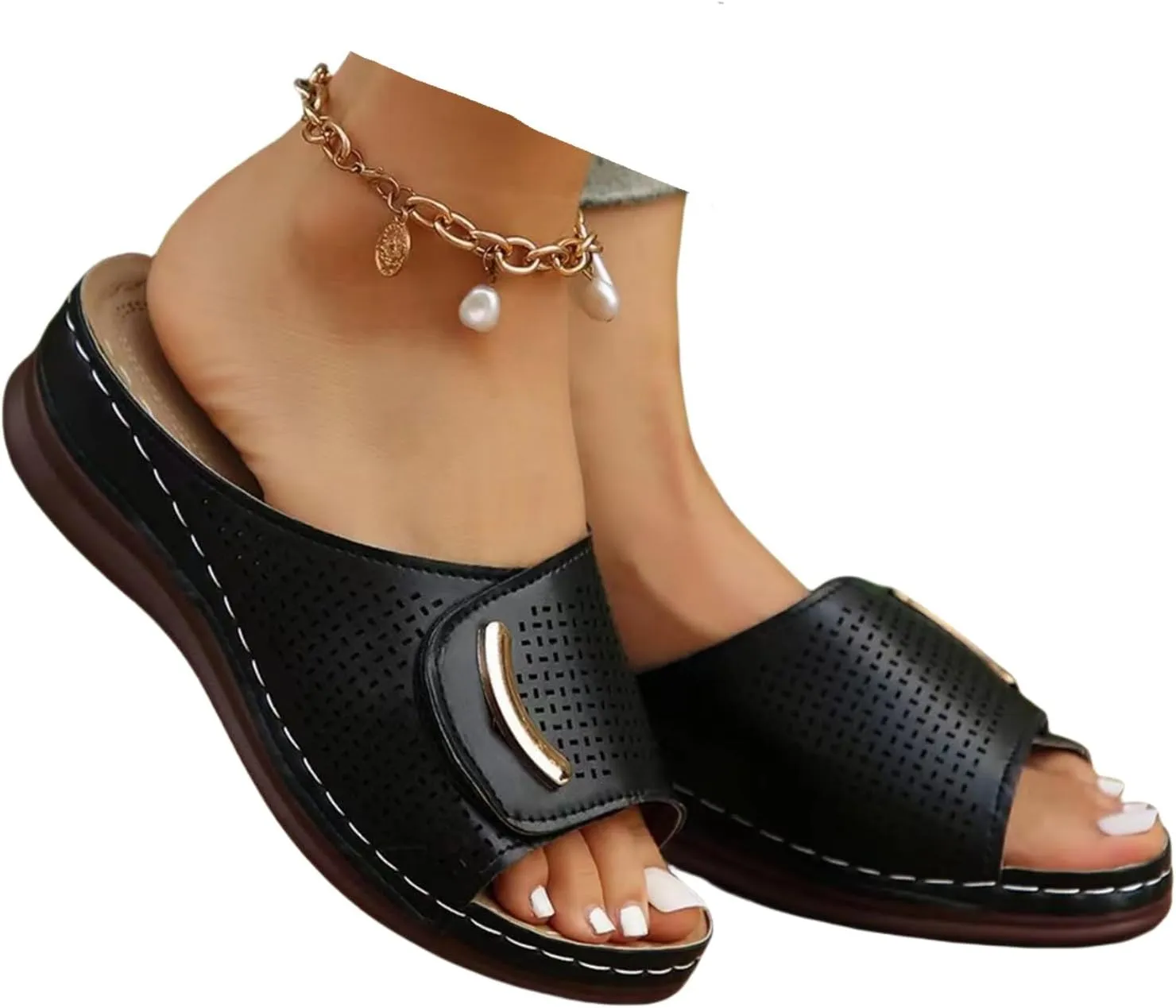 Lausiuoe Orthopedic Sandals For Women Arch Support Walking Sandals Orthotic Slippers Comfort Flip Flops Dressy Summer Slides