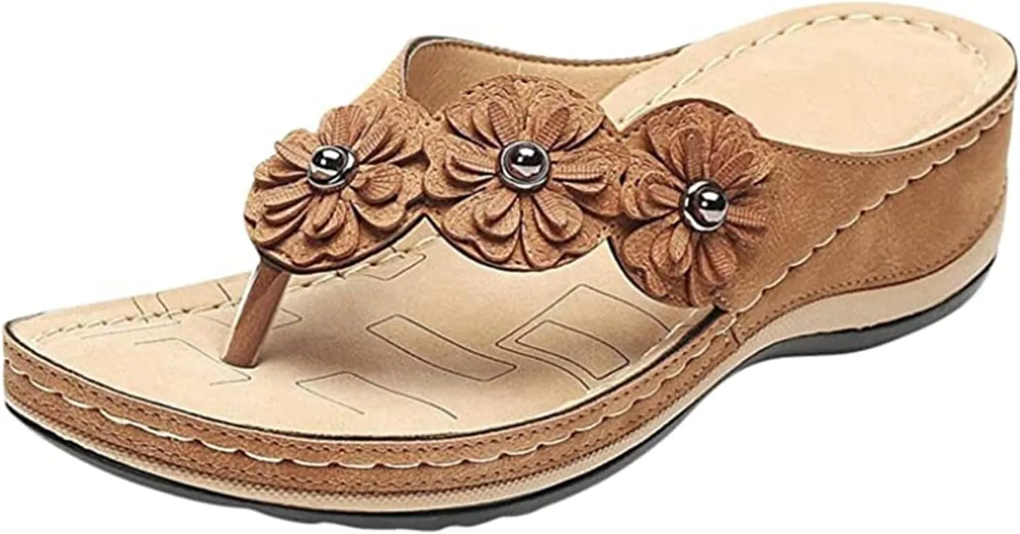 Lausiuoe Sandals for Women Dressy Summer,Women's Ankle Strap Casual Comfort Strappy Flat Sandals Beach Sandals Thong Flip Flops