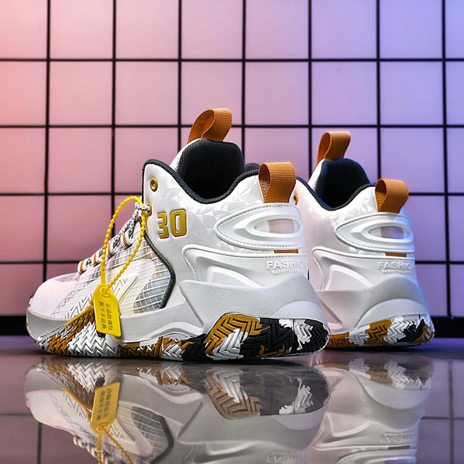 Mens and Womens White Basketball Sneakers Mid Top Lace Up Running Shoes Wear Resistant and Durable Outdoor Travel Shoes Comfortable and Breathable Casual Sneakers Skateboarding Shoes