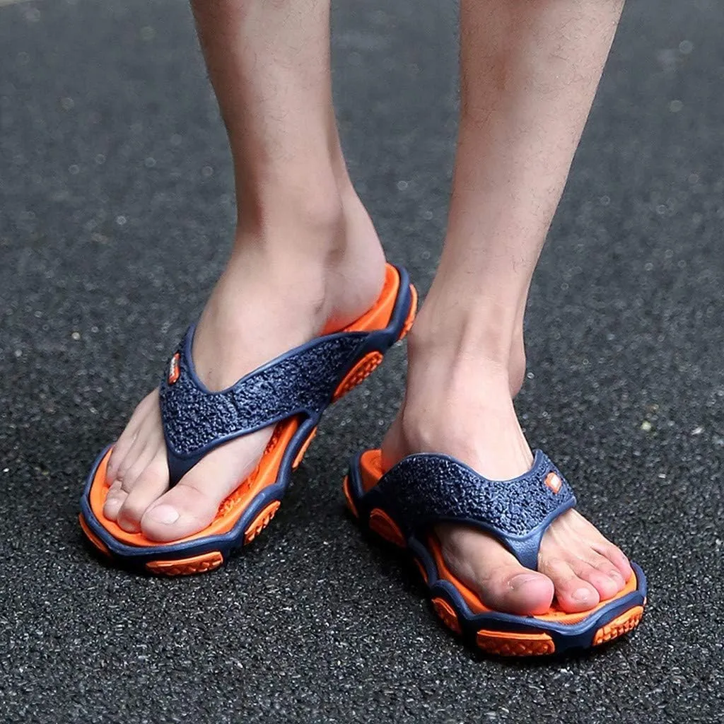 Men's Fashion Spliced Soft Soled Flip Flops for Casual Outdoor Beach Flip Flops Sandal Slippers Locals Slippers Women