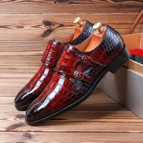 Men's Leather Embossed Monk Strap Dress Shoe