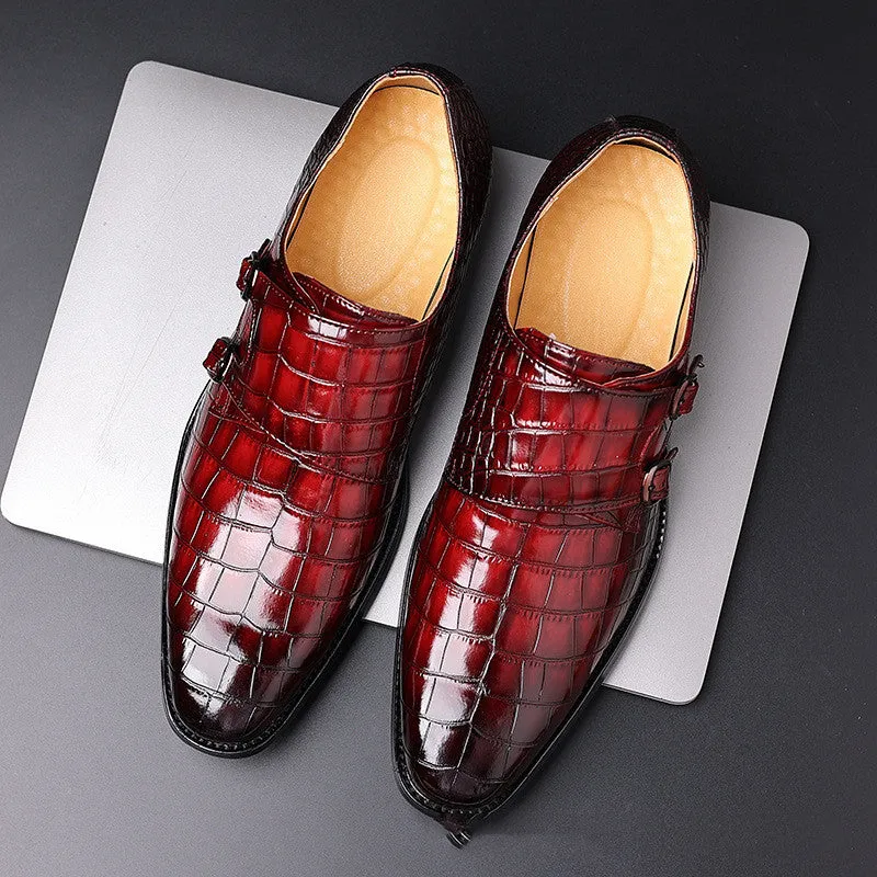 Men's Leather Embossed Monk Strap Dress Shoe