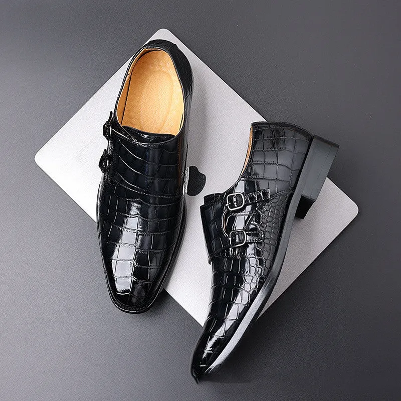 Men's Leather Embossed Monk Strap Dress Shoe