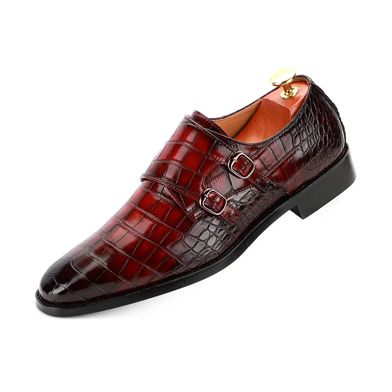 Men's Leather Embossed Monk Strap Dress Shoe
