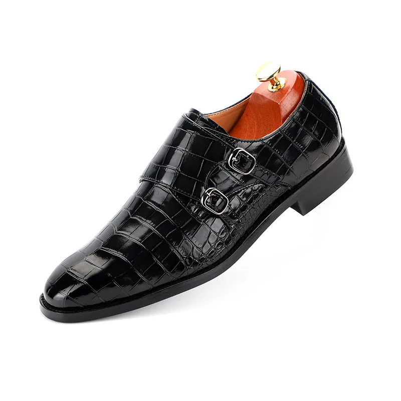Men's Leather Embossed Monk Strap Dress Shoe