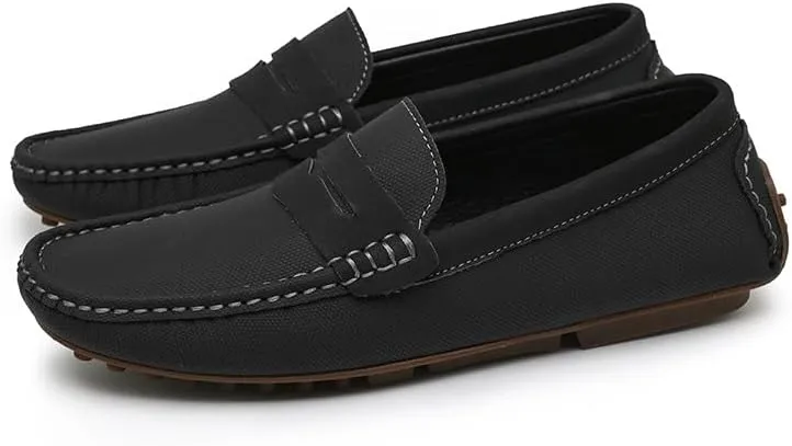 Men's Loafers Shoes Solid Color Leather Penny Driving Loafers Lightweight Comfortable Resistant Prom Walking Slip On