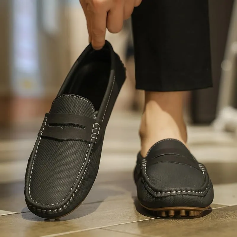Men's Loafers Shoes Solid Color Leather Penny Driving Loafers Lightweight Comfortable Resistant Prom Walking Slip On