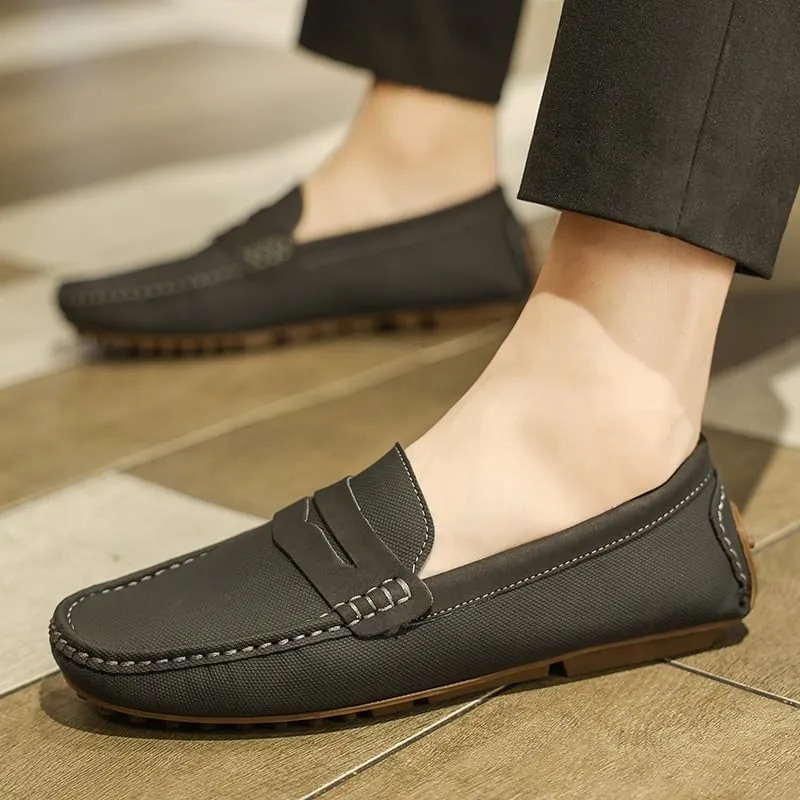 Men's Loafers Shoes Solid Color Leather Penny Driving Loafers Lightweight Comfortable Resistant Prom Walking Slip On