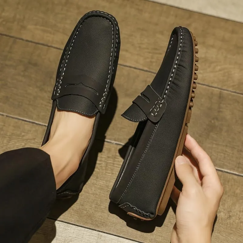 Men's Loafers Shoes Solid Color Leather Penny Driving Loafers Lightweight Comfortable Resistant Prom Walking Slip On