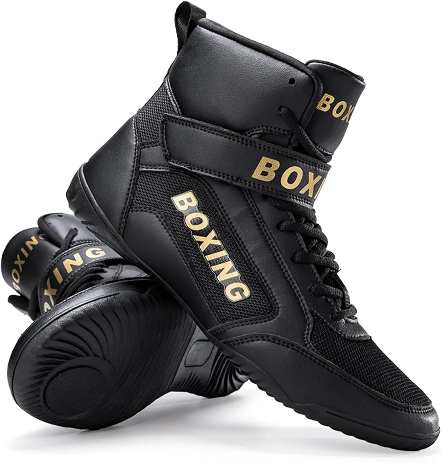 Mens Wrestling Shoes for Boxing Lightweight High Top Fitness Sneakers Kickboxing Shoes for Weightlifting Powerlifting
