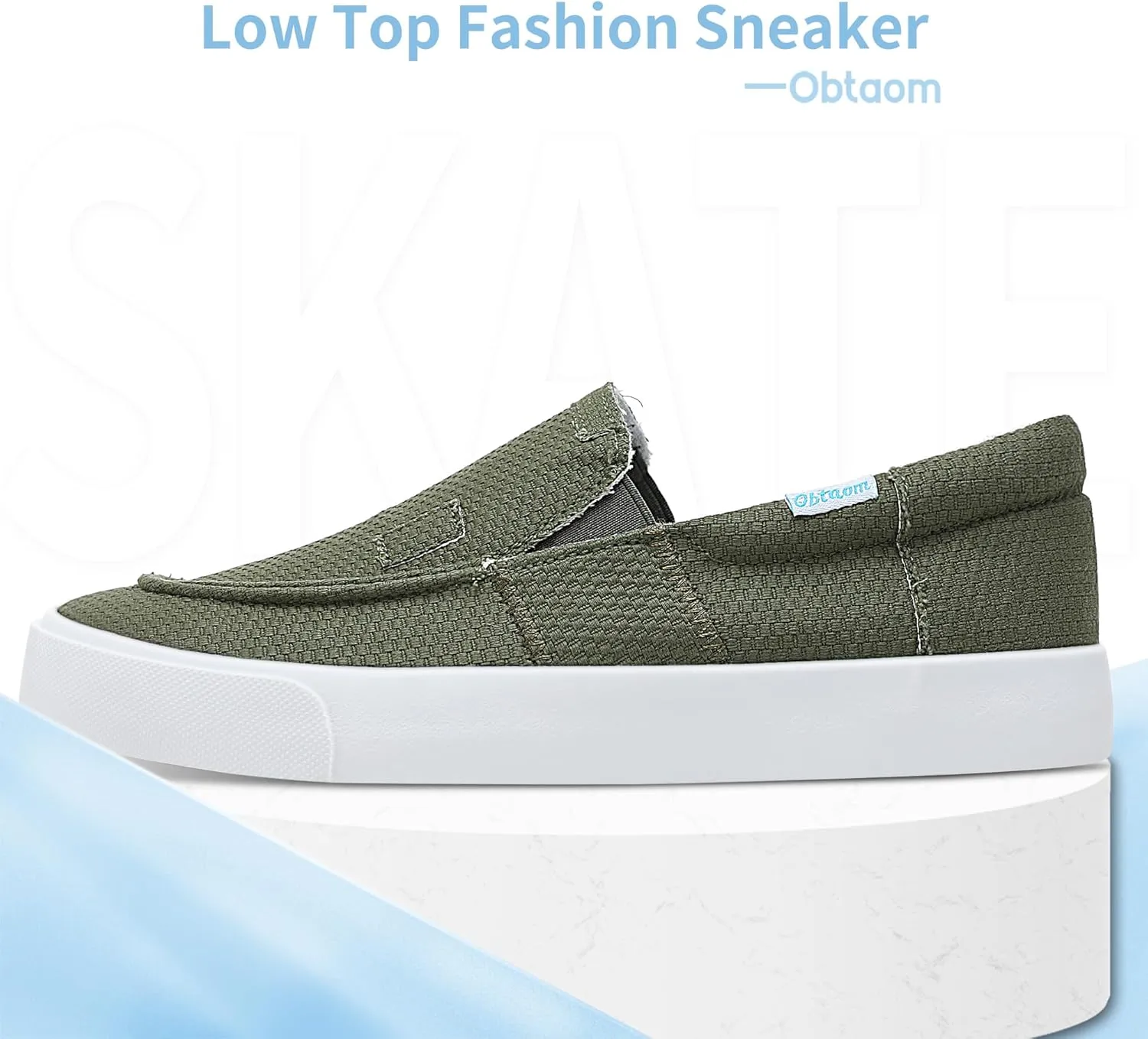 Obtaom Slip On Shoes Canvas Slip On Sneakers Comfy Arch Support Loafers Casual Canvas Fashion Sneaker