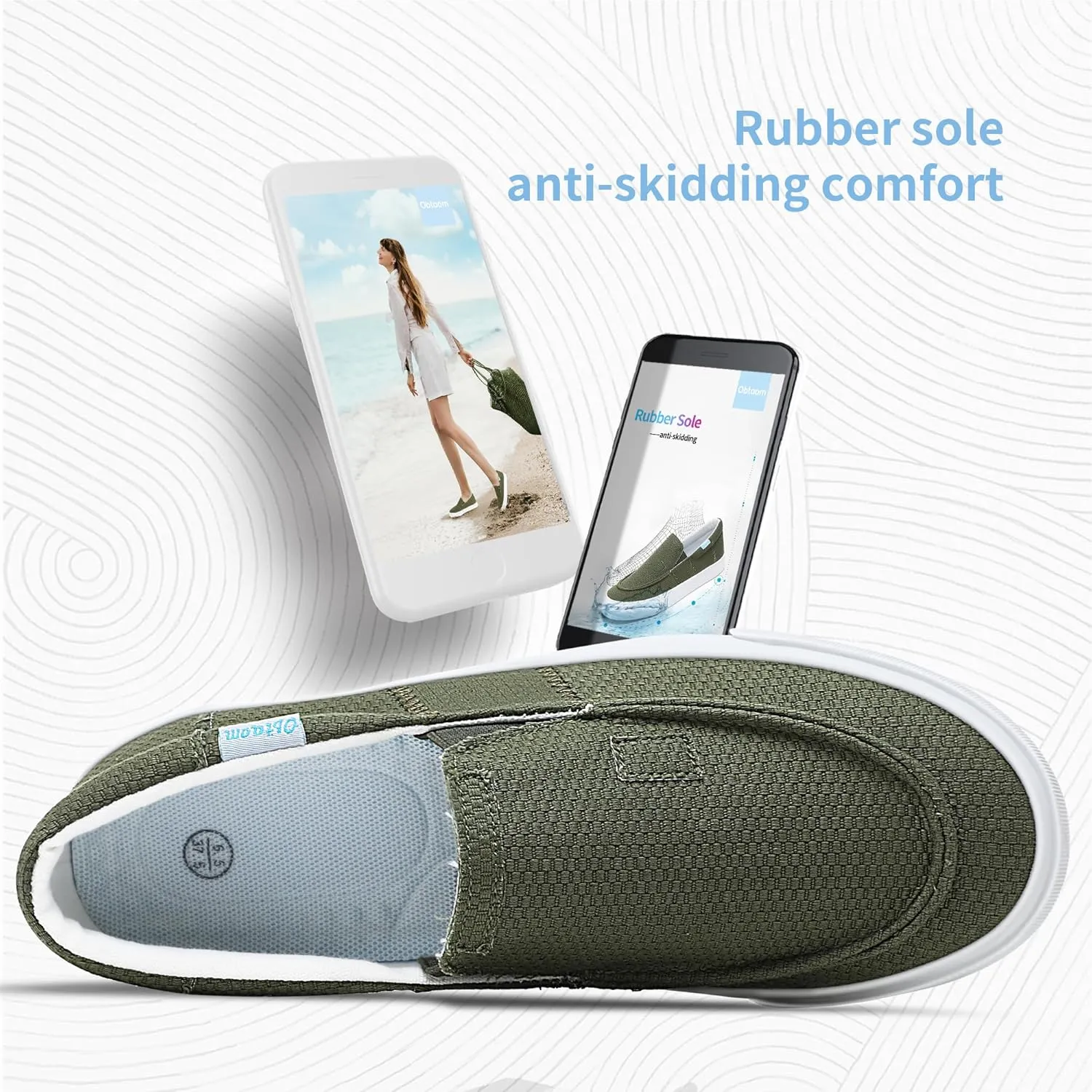 Obtaom Slip On Shoes Canvas Slip On Sneakers Comfy Arch Support Loafers Casual Canvas Fashion Sneaker