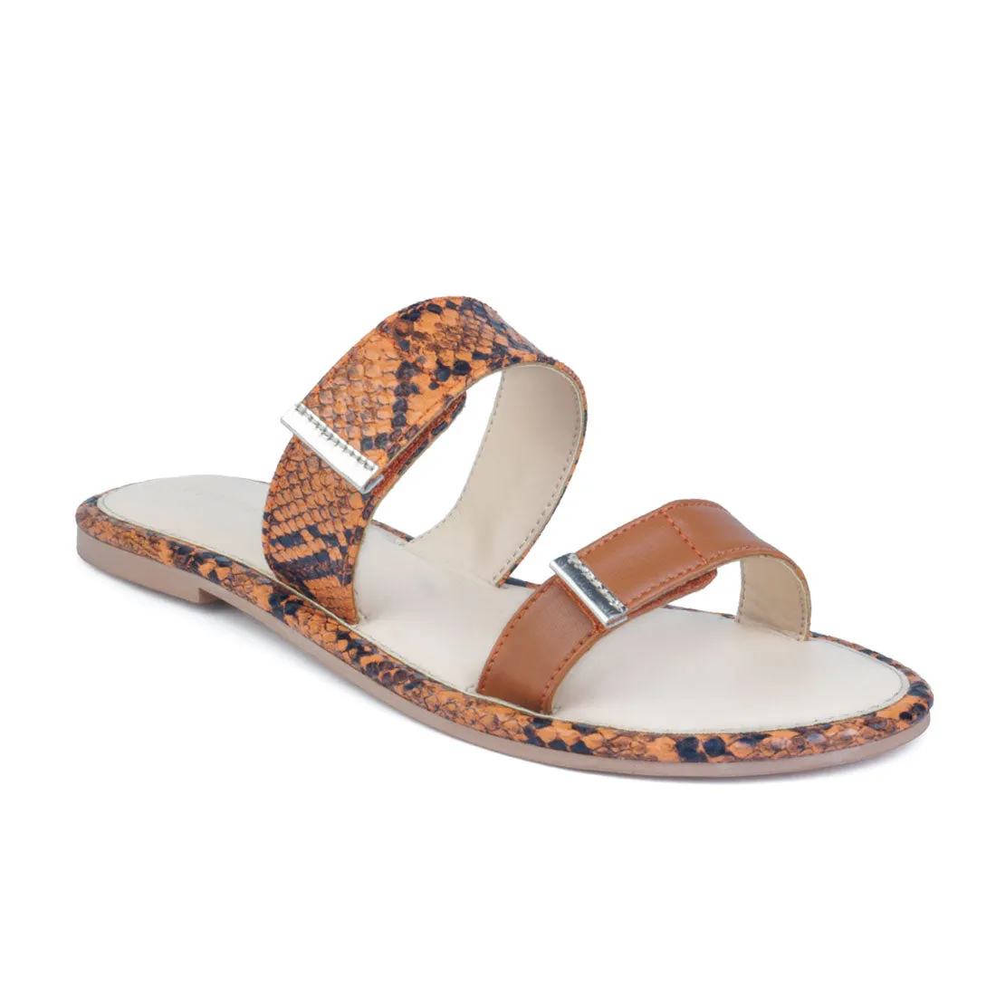 Orange Snake Print Slip-On Flat