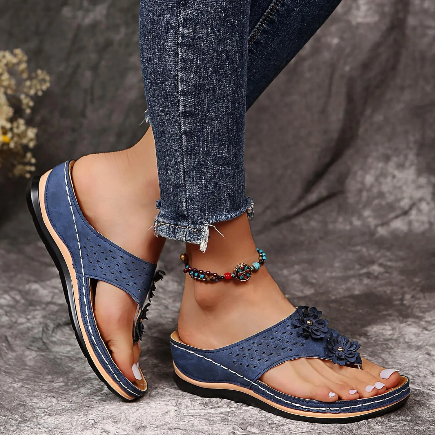 Orthopedic Slipper with Arch Support for Women Washable Orthopedic Women Flats Sandals Womens Summer Shoes with Arch Support Orthotic Womens Dressy Sandals Wide Womens Arch Support Sandals Orthotic