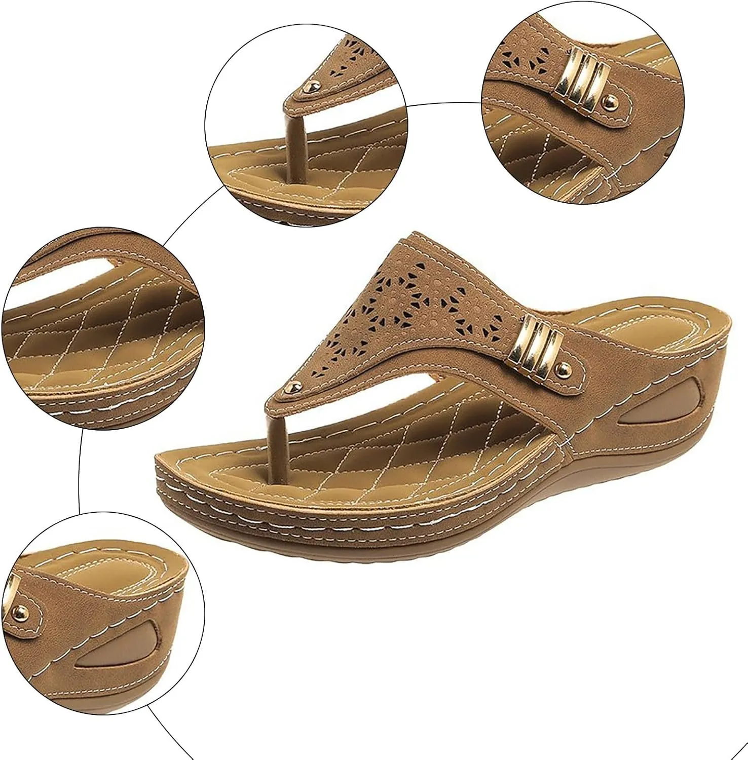 Sandals for Women 2025 Wedges Flip Flops Summer Comfortable Sandal Platform Slides Slip On Beach Sandals
