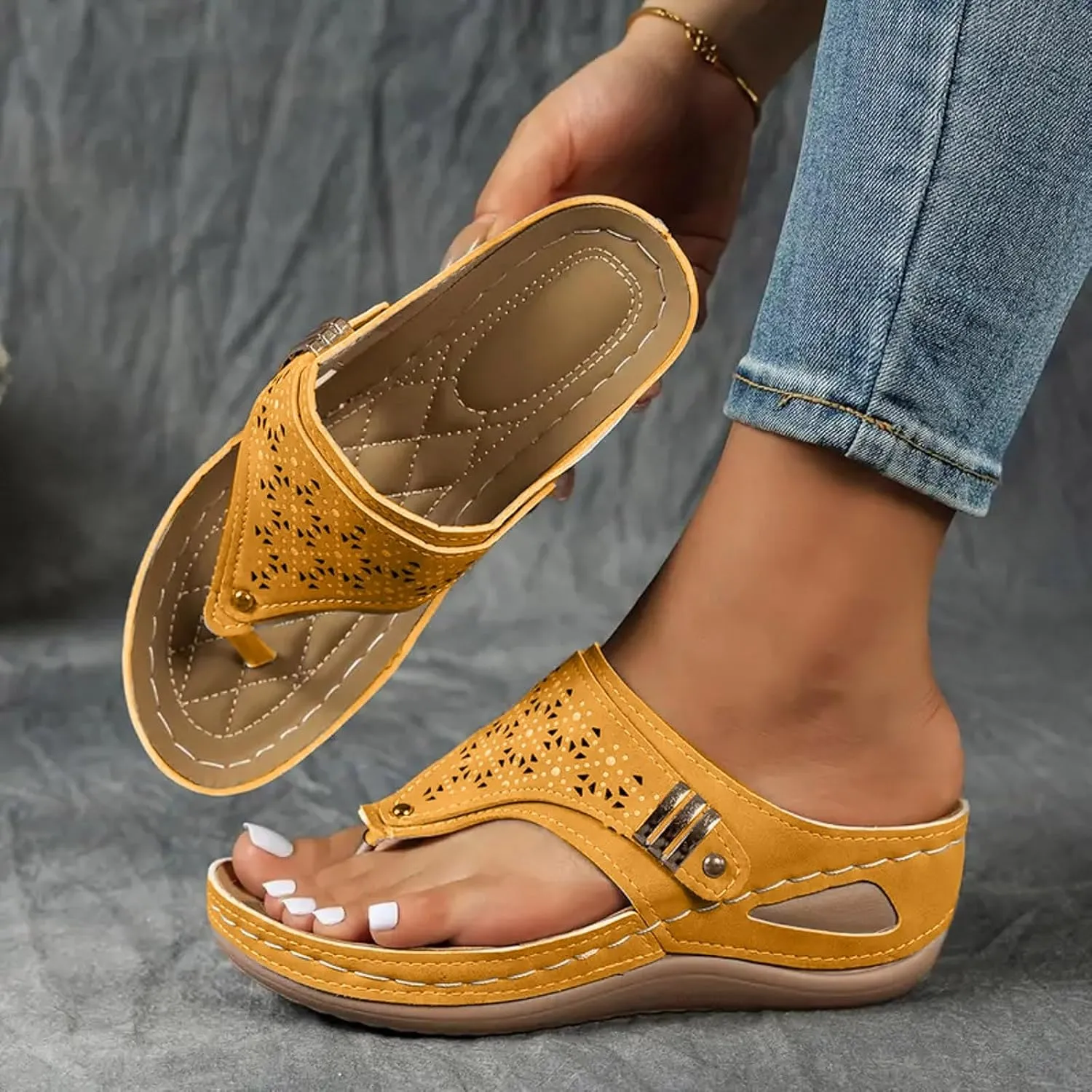 Sandals for Women 2025 Wedges Flip Flops Summer Comfortable Sandal Platform Slides Slip On Beach Sandals