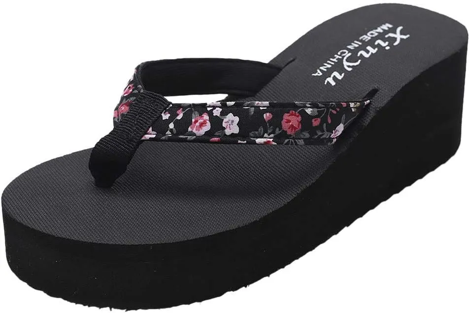 Summer Beach Flip Flops for Women Cushioned Thong Sandals with Yoga Mat Footbed Arch Support for Walking Travel Fashion Platform Flip Flops