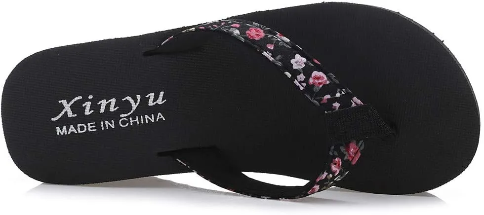 Summer Beach Flip Flops for Women Cushioned Thong Sandals with Yoga Mat Footbed Arch Support for Walking Travel Fashion Platform Flip Flops