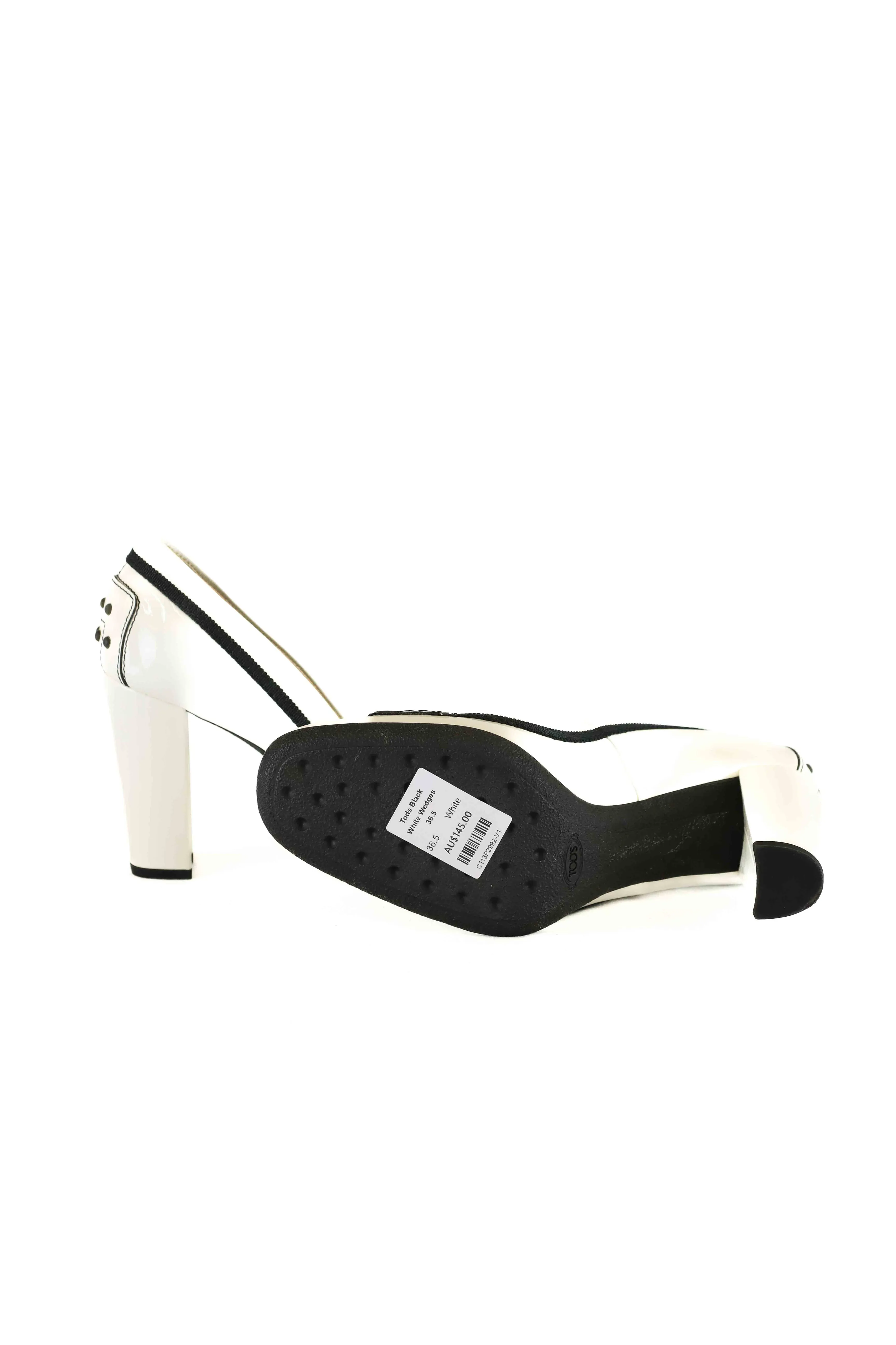 Tod's Black and White Loafer Heels 36.5