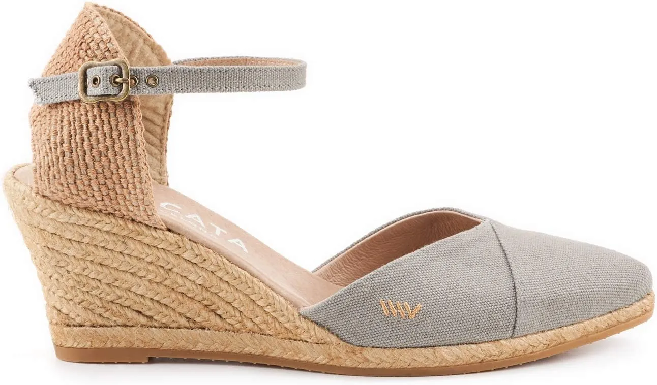 VISCATA Caseta Canvas Slingback Wedge with Ankle Strap Handmade 2 ½” Heel Women's Sandals with Breathable Cotton Canvas and 100% Natural Jute Midsole for all Casual Occasions