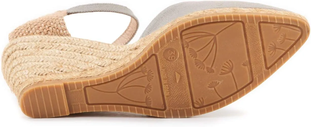 VISCATA Caseta Canvas Slingback Wedge with Ankle Strap Handmade 2 ½” Heel Women's Sandals with Breathable Cotton Canvas and 100% Natural Jute Midsole for all Casual Occasions