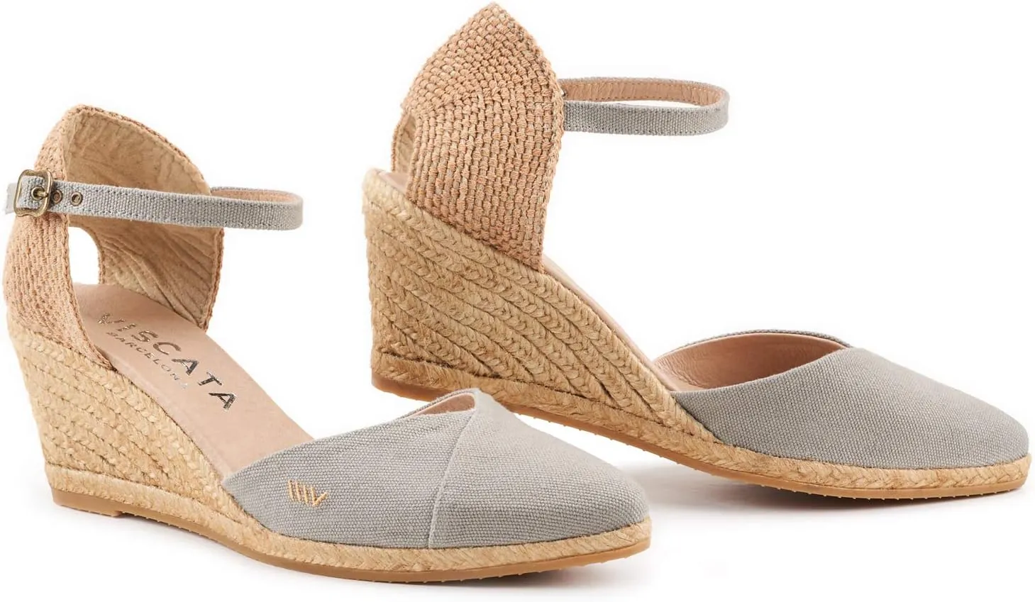 VISCATA Caseta Canvas Slingback Wedge with Ankle Strap Handmade 2 ½” Heel Women's Sandals with Breathable Cotton Canvas and 100% Natural Jute Midsole for all Casual Occasions