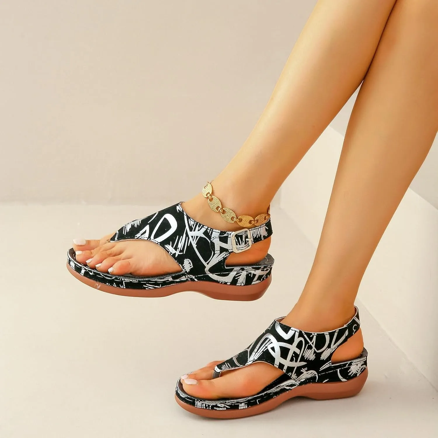 Womens Flip Flops Flat Sandals for Women Beach Graphic Work Spring Casual Summer Flip Flops Ladies Orthopedic Shoes
