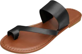 Women's Slide Sandals Dressy Summer Flat Comfortable Fashion Beach Slippers Clip Toe Leather Casual Sandals Lightweight Wide Width Footwear for Summer