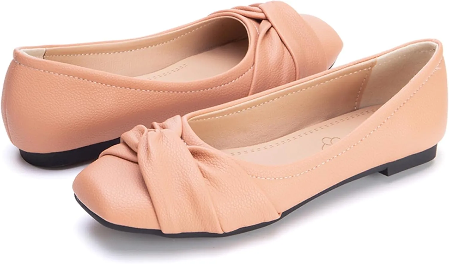 Women's Square Toe Flat Heel Loafers Slip-on Dress Shoes with Bows