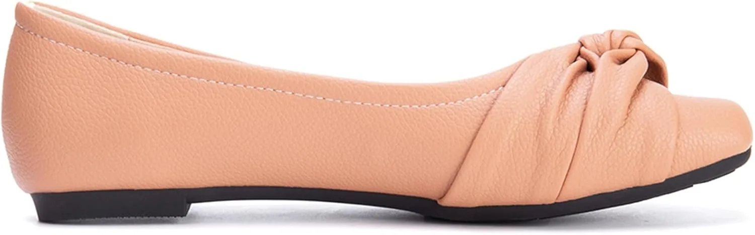 Women's Square Toe Flat Heel Loafers Slip-on Dress Shoes with Bows