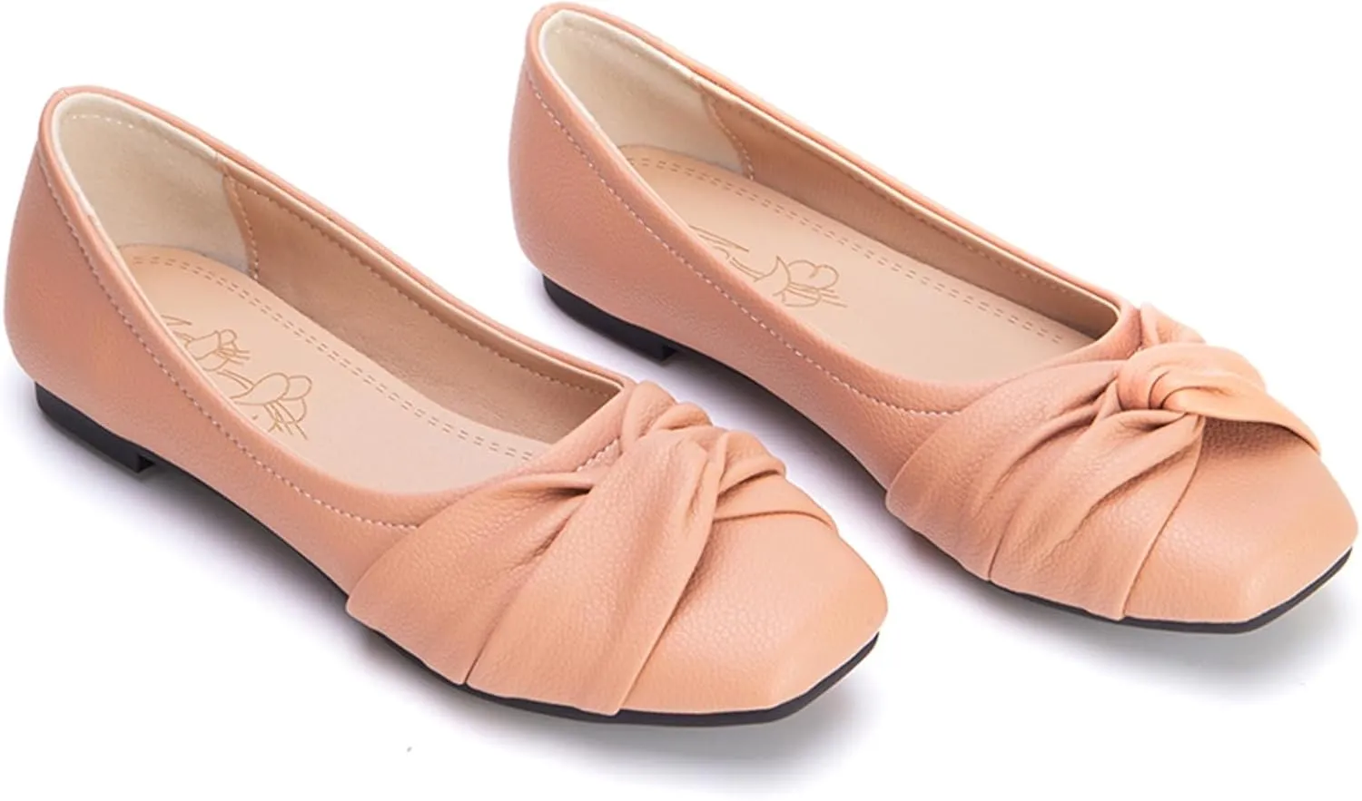 Women's Square Toe Flat Heel Loafers Slip-on Dress Shoes with Bows