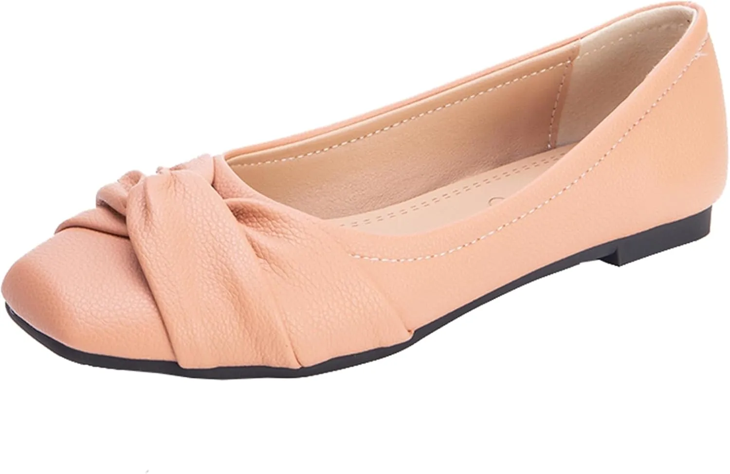 Women's Square Toe Flat Heel Loafers Slip-on Dress Shoes with Bows
